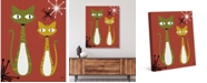 Creative Gallery Retro Cat Buddies Astrobursts on Rust 20" x 16" Canvas Wall Art Print